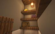 An image of shelves made from trapdoors in-game (Image via Minecraft)